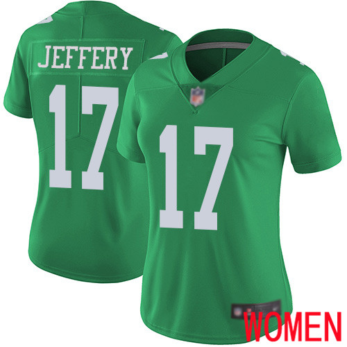 Women Philadelphia Eagles #17 Alshon Jeffery Limited Green Rush Vapor Untouchable NFL Jersey Football->women nfl jersey->Women Jersey